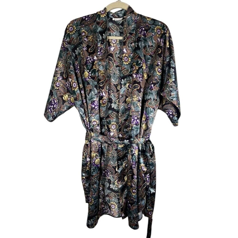 Colorful Floral Intimate Robe Purple M Boho Indie Folk Feminine Coquette 90s
